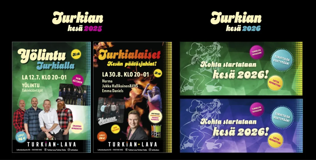 Tapahtumajulisteiden suunnittelu ja painatus Haminan mainostoimisto Hammi